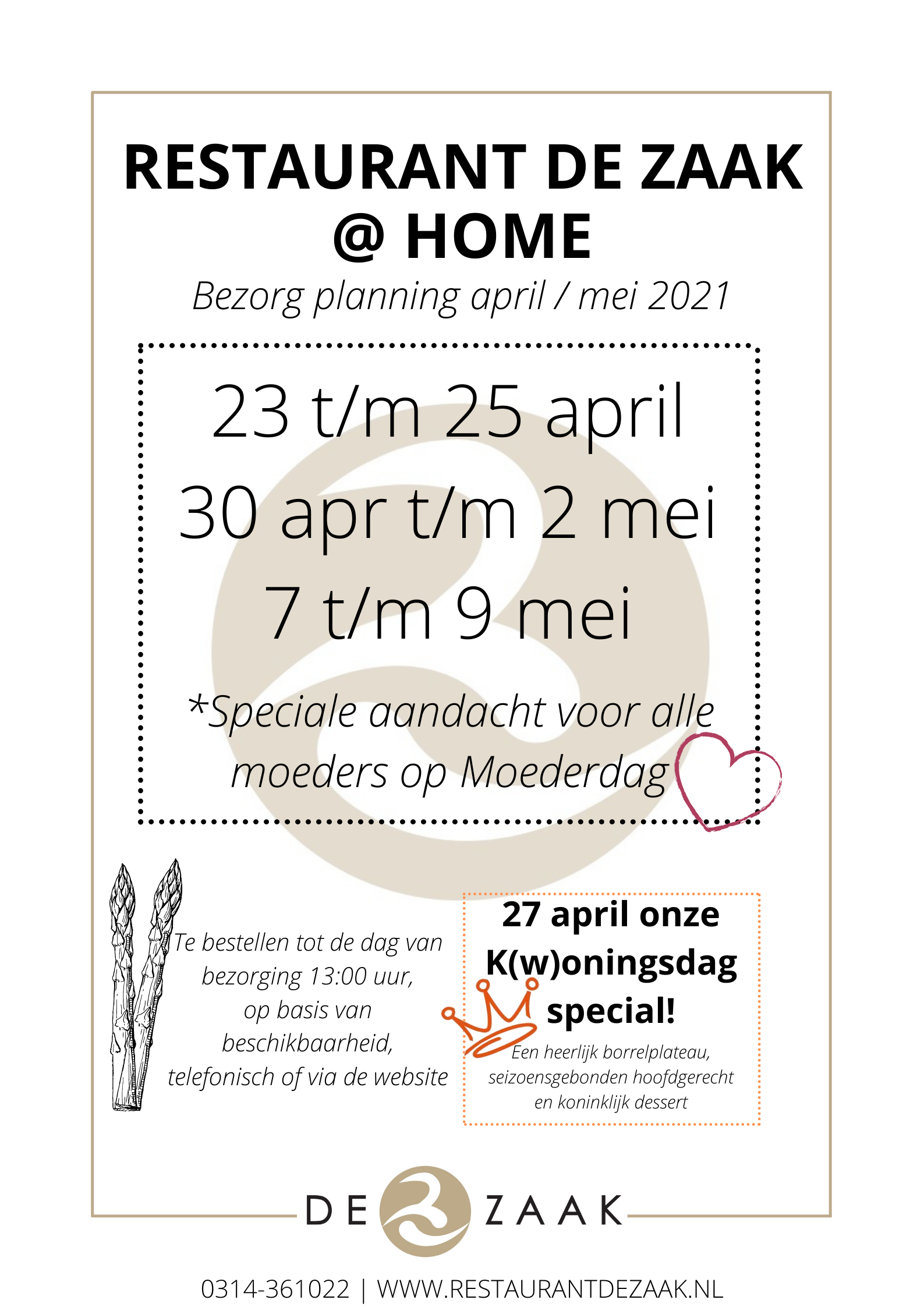 Bezorg schema aprilmei