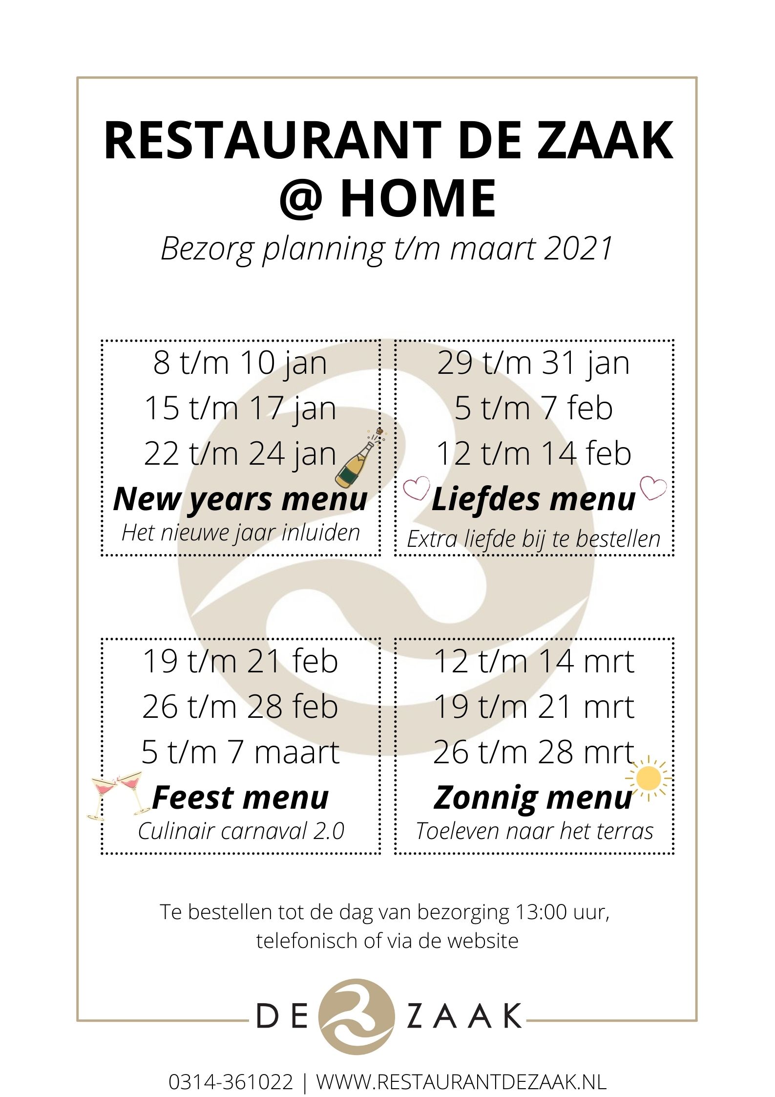 Bezorg schema 2021